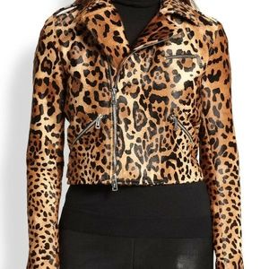 Ralph Lauren Roxanna Calf Hair Cropped Moto Jacket